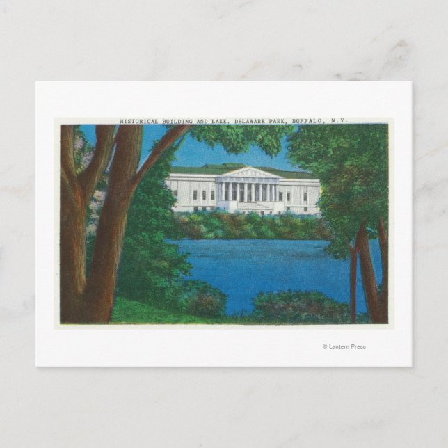 Delaware Park Historical Bldg och Sjö View Vykort (Framsida)