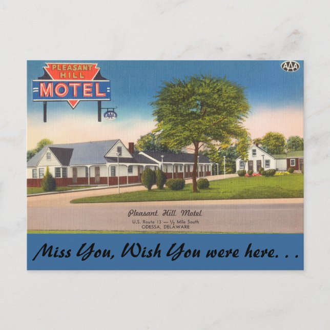 Delaware, Pleasant Backe Motel Vykort (Framsida)