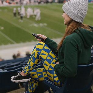 Delaware Pop Art Blå Guld Mönster Leggings