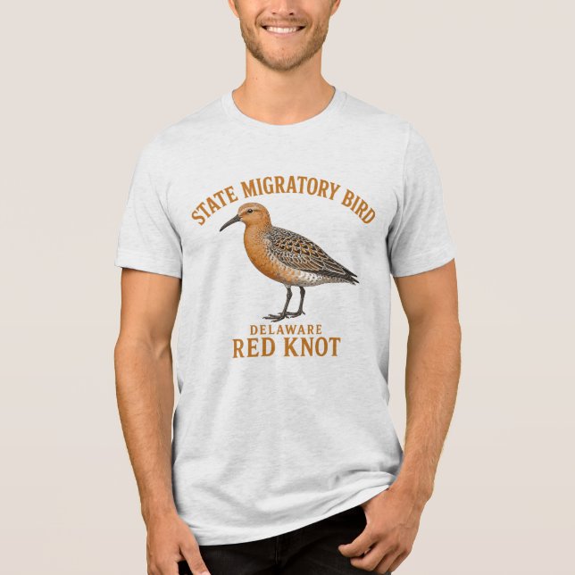Delaware Red Knot Wings of Migration T Shirt (Framsida)