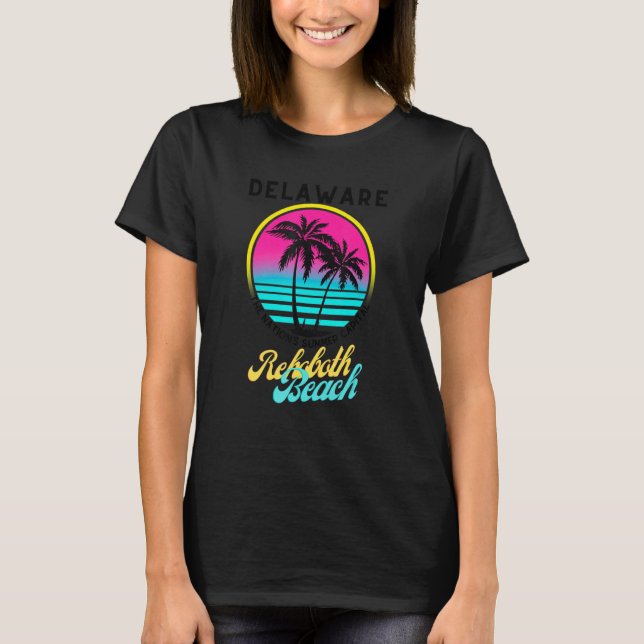 Delaware Rehoboth Beach Retro Beach Sunrise beach  T Shirt (Framsida)