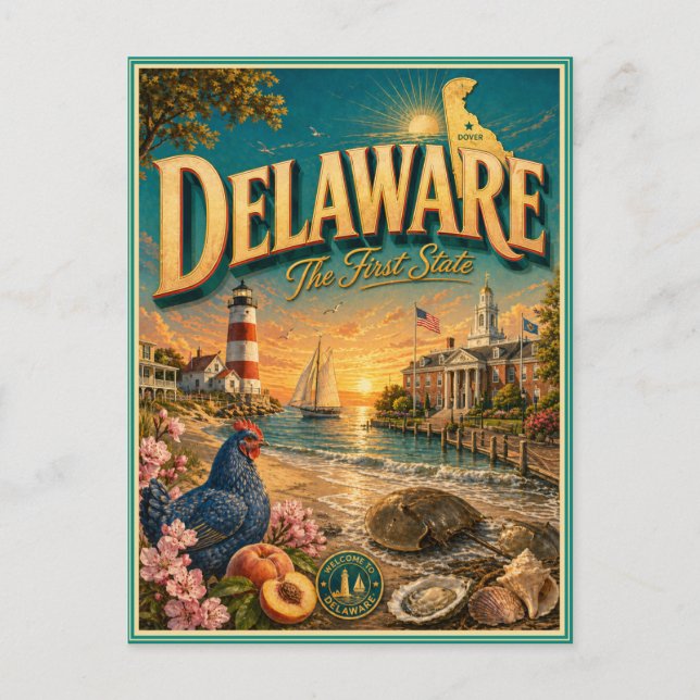 Delaware Retro Resminnen Souvenir vykort (Framsida)