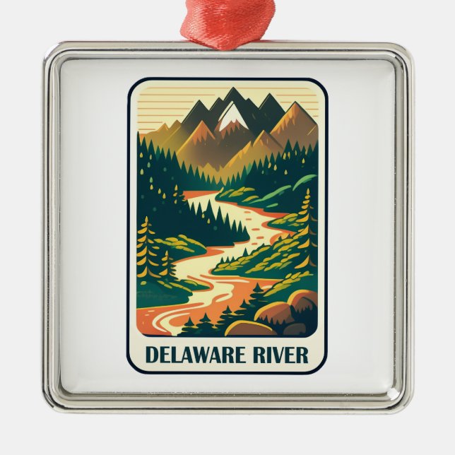 Delaware River Färg Julgransprydnad Metall (Framsidan)