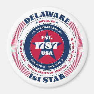 Delaware Rött vitt blått Circle Magnet