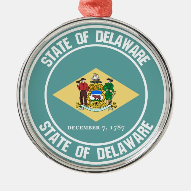 Delaware Round Emblem Julgransprydnad Metall (Framsidan)