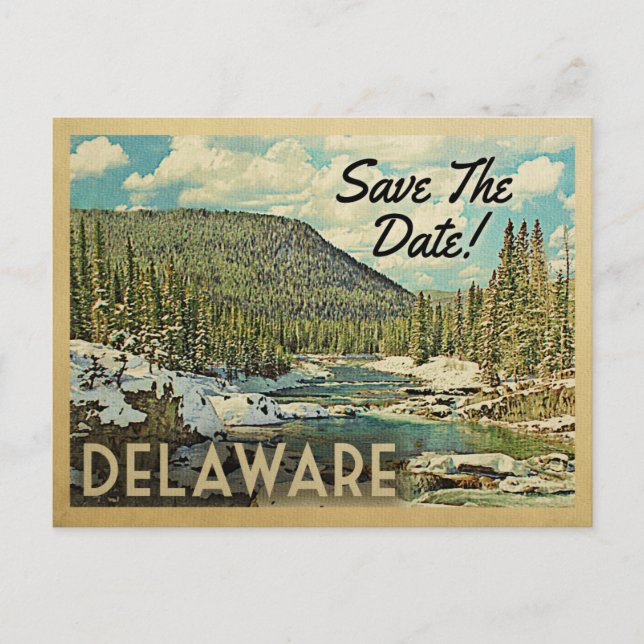Delaware Save Date Mountain River Snö Meddelande Vykort (Framsida)