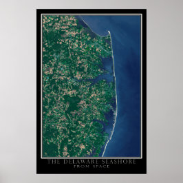 Delaware Seashore från Space Satellite Karta Poster