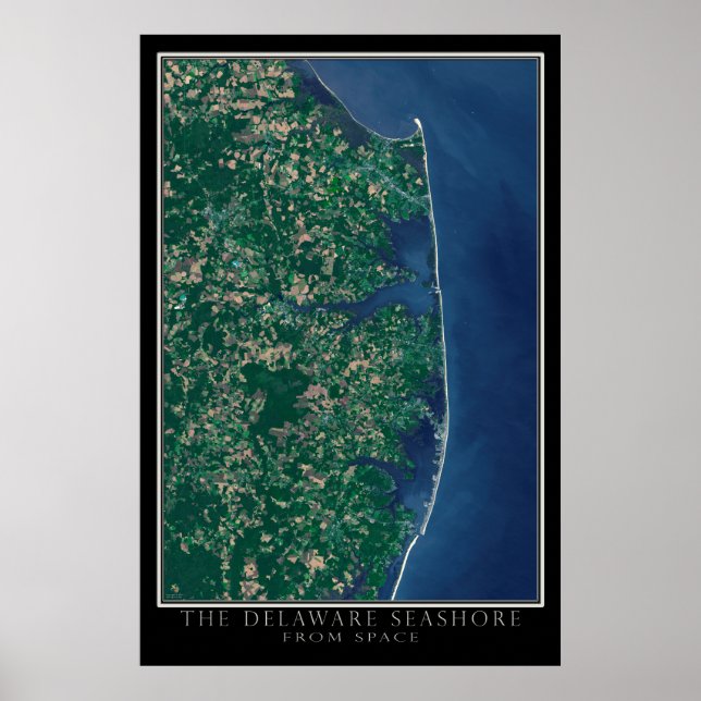 Delaware Seashore från Space Satellite Karta Poster (Framsidan)