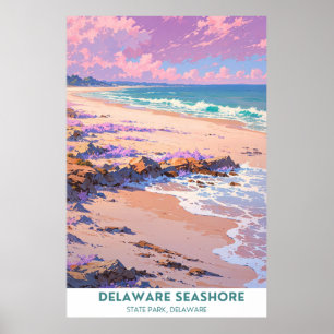 Delaware Seashore, vackra Delaware Beach Poster
