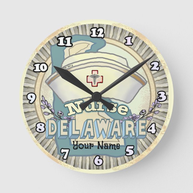 Delaware Sjuksköterska Rund Klocka (Framsida)