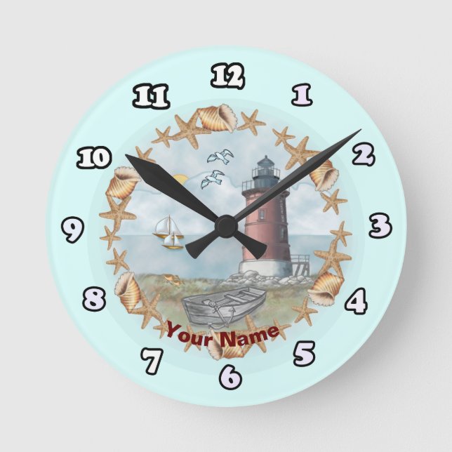 Delaware Snäckas Lighthouse Clock Rund Klocka (Framsida)