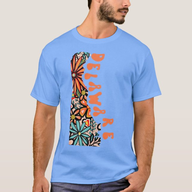Delaware State Design Konstnär Designad Illustrati T Shirt (Framsida)