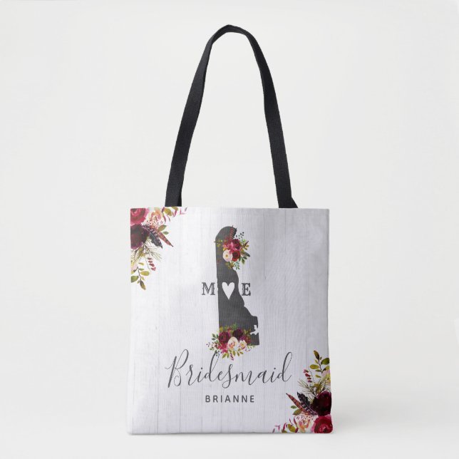 Delaware State Destination Rustic Bröllop Monogram Tygkasse (Framsida)