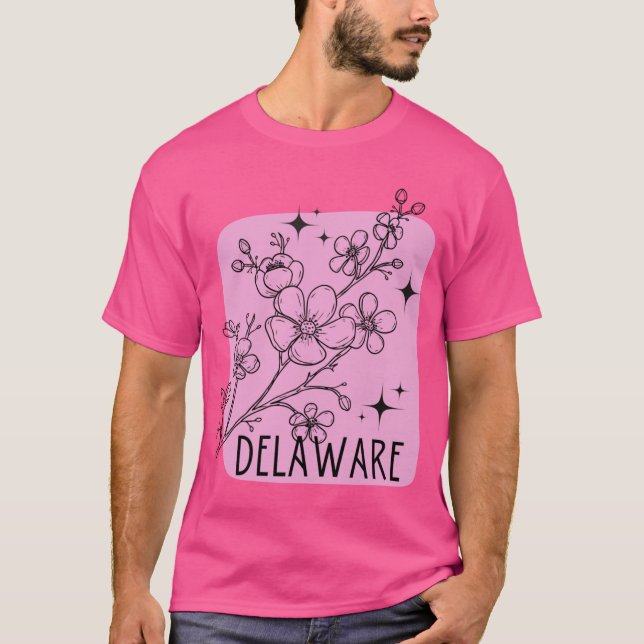 Delaware State Flower Fersken Blom Sticker Överskj T Shirt (Framsida)