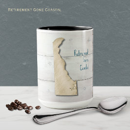 Delaware State Outline Rustic Wood Mug Mugg
