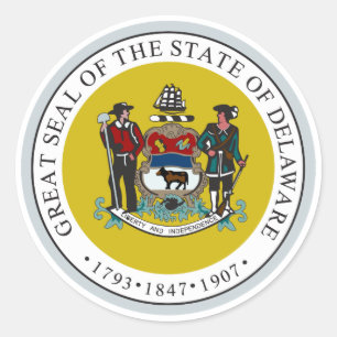 Delaware State Seal Runt Klistermärke