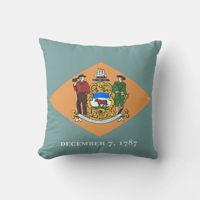 Delaware Statlig flagga American MoJo Pillow Kudde (Framsida)