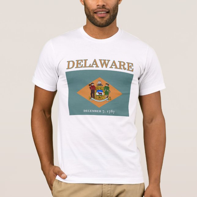 Delaware Statlig flagga Bella Canvas T-shirt (Framsida)
