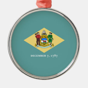 Delaware Statlig flagga Design Decor Julgransprydnad Metall