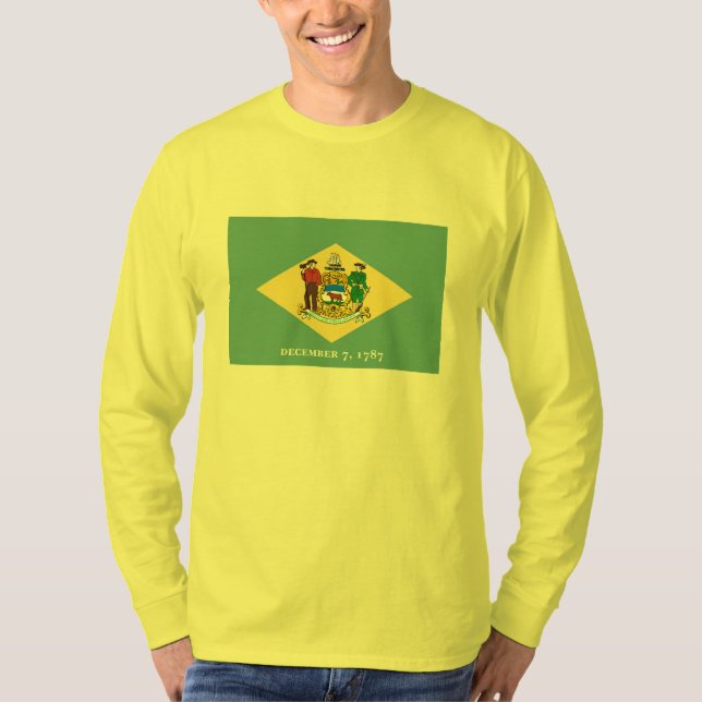 Delaware Statlig flagga Design Decor T Shirt (Framsida)