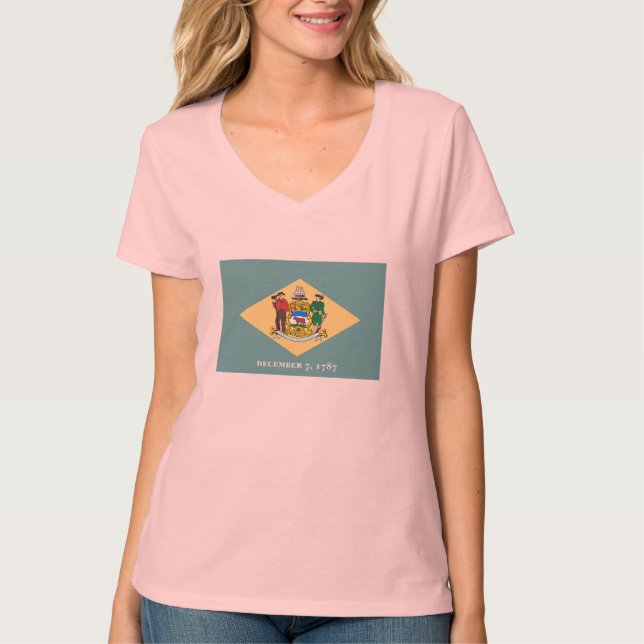 Delaware Statlig flagga Design Tee (Framsida)