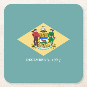Delaware Statlig flagga Design Underlägg Papper Kvadrat
