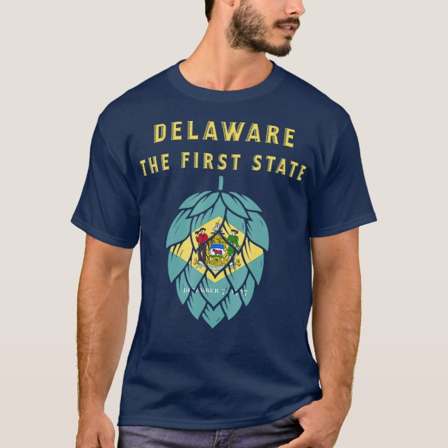 Delaware Statlig flagga, första Statsfartyg Beer T Shirt (Framsida)