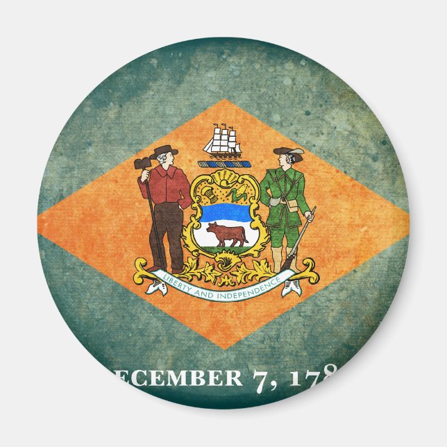 Delaware Statlig flagga Magnet (Framsidan)