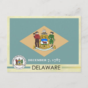 Delaware Statlig flagga och Seal Vykort