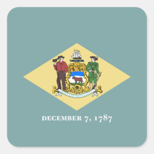Delaware statsflagga fyrkantigt klistermärke
