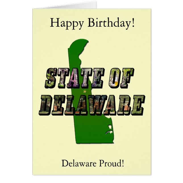 Delaware Statsöversikt Födelsedagsgratulation Hälsningskort (Framsidan)