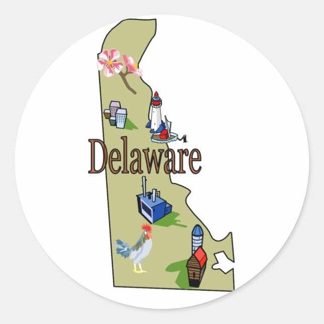 Delaware Sticker Runt Klistermärke (Framsida)