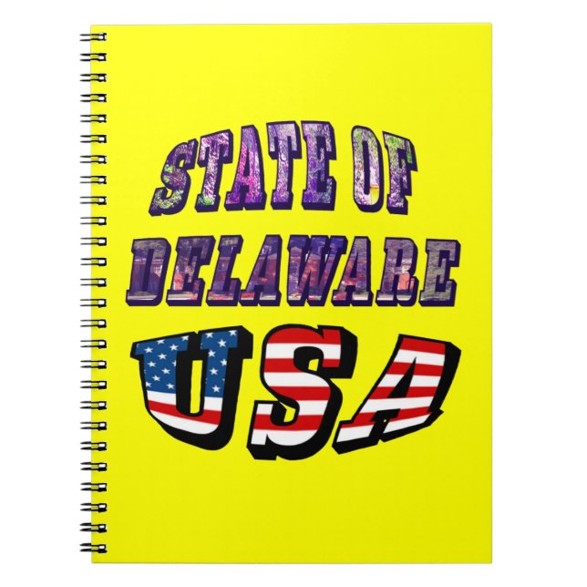 Delaware-texten Bild och USA flagga Anteckningsbok (Framsidan)