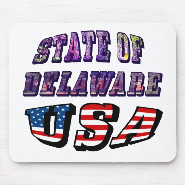 Delaware-texten Bild och USA flagga Musmatta (Framsidan)