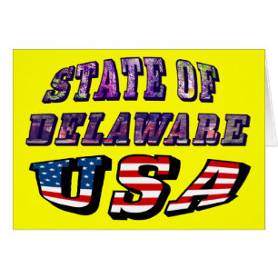 Delaware-texten Bild och USA flagga OBS Kort