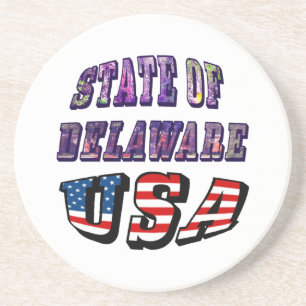 Delaware-texten Bild och USA flagga Underlägg