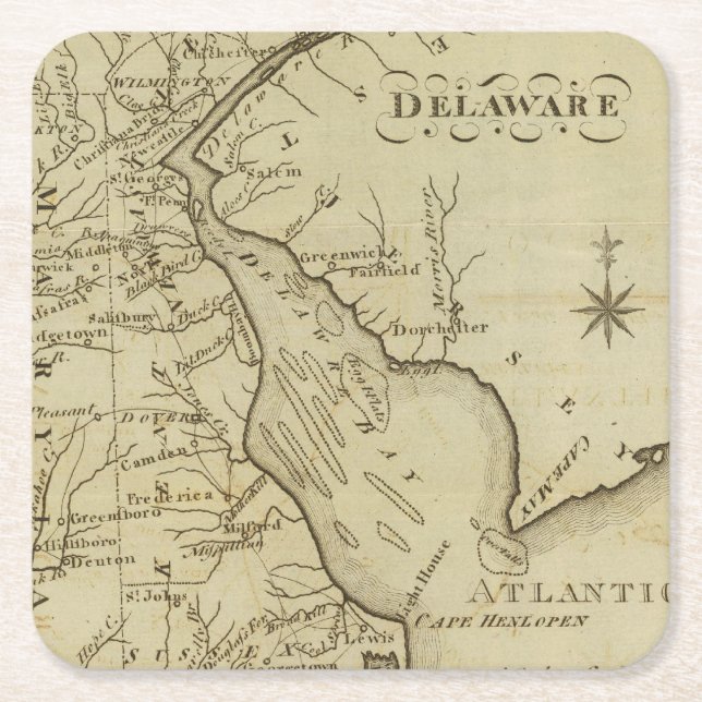 Delaware Underlägg Papper Kvadrat (Framsidan)