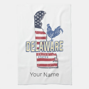Delaware United Stater Retro State Karta Vintage U Kökshandduk
