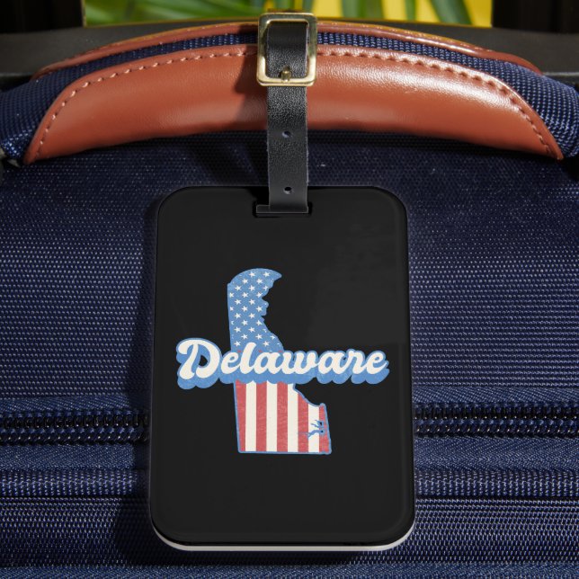 Delaware USA Karta American flagga Bagagebricka (Framsida Insitu 2)