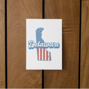 Delaware USA Karta American flagga Vykort