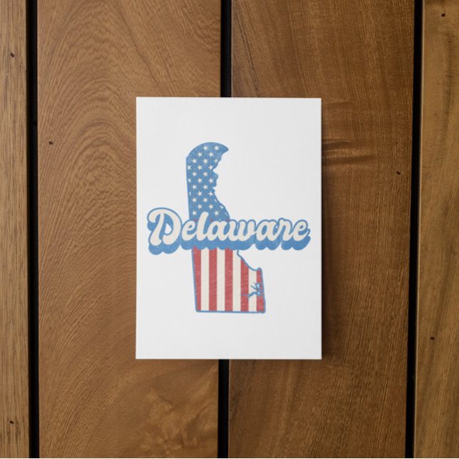 Delaware USA Karta American flagga Vykort (delaware usa map american flag postcard)