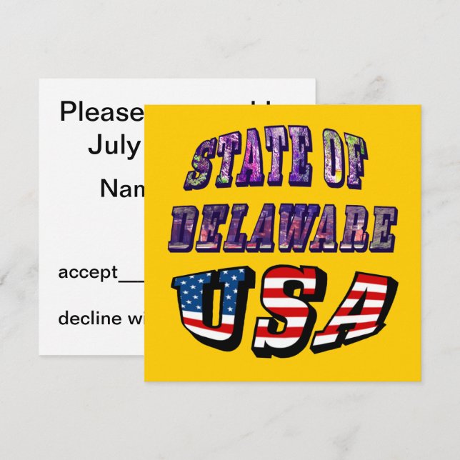 Delaware USA Photo & Flagga Text Inbjudningar (Fram/baksida)