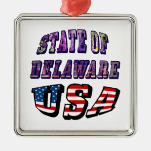 Delaware USA Photo & Flagga Text Julgransprydnad Metall