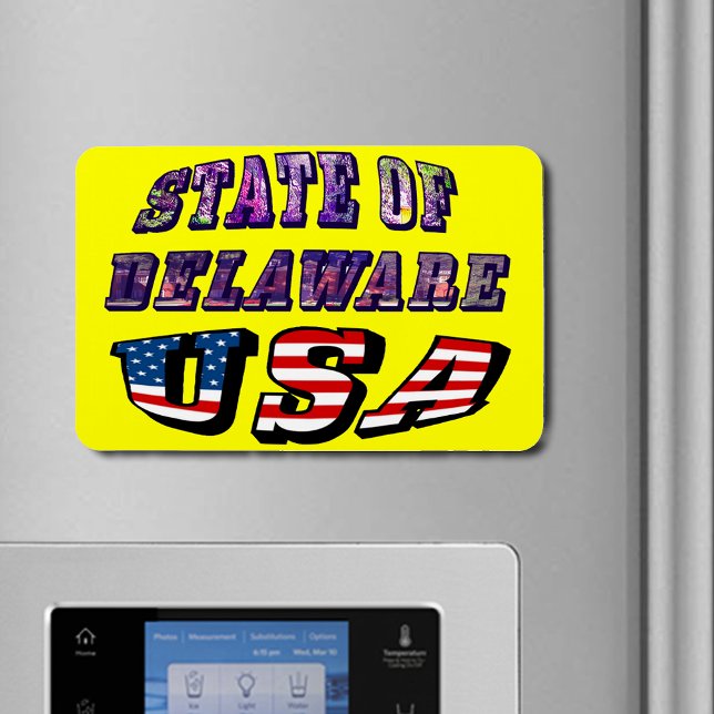 Delaware USA Photo & Flagga Text Magnet (State of Delaware USA Photo & Flag Text Flexible Magnet)