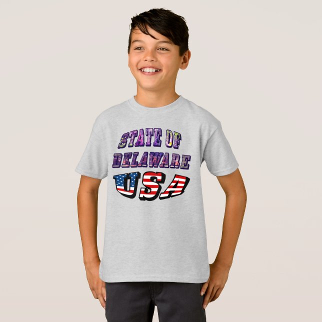 Delaware USA Photo & Flagga Text T Shirt (Hel framsida)