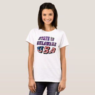 Delaware USA Photo & Flagga Text Tee Shirt