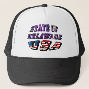 Delaware USA Photo & Flagga Text Truckerkeps