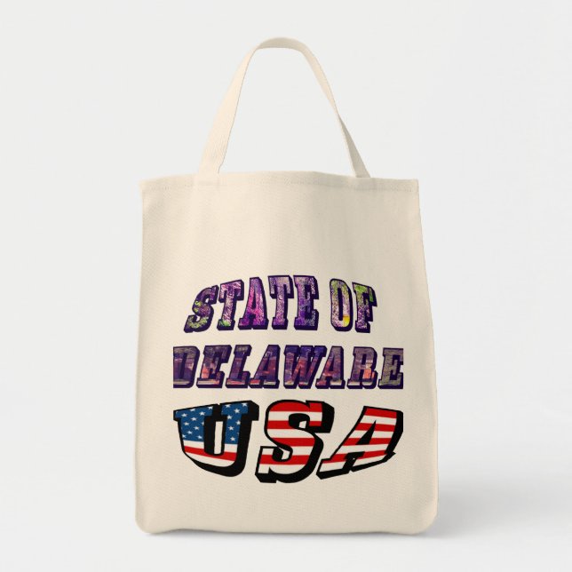Delaware USA Photo & Flagga Text Tygkasse (Framsidan)