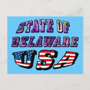 Delaware USA Photo & Flagga Text Vykort