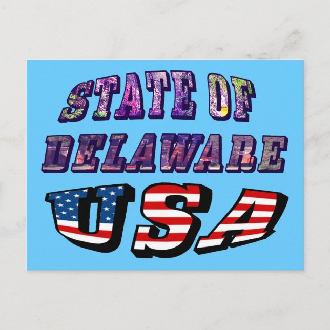 Delaware USA Photo & Flagga Text Vykort (Framsida)